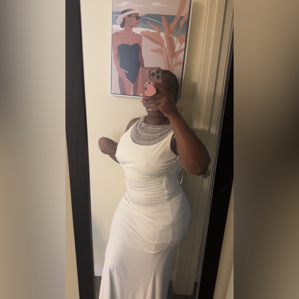 Cachet Strapless White Gown